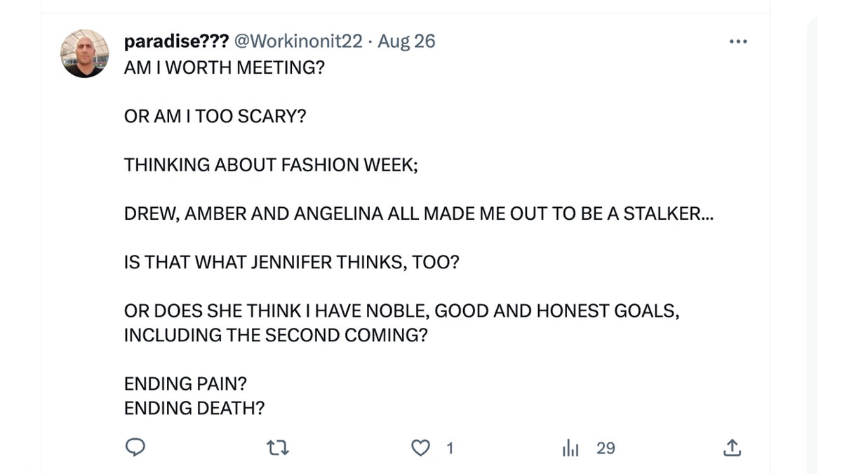 Screenshot of tweet about "drew amber and angelina"