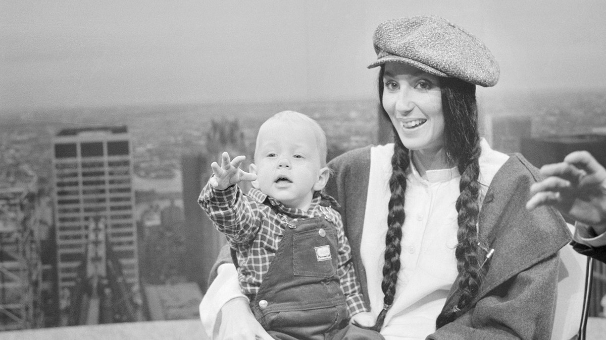 Cher and her toddler son on TV