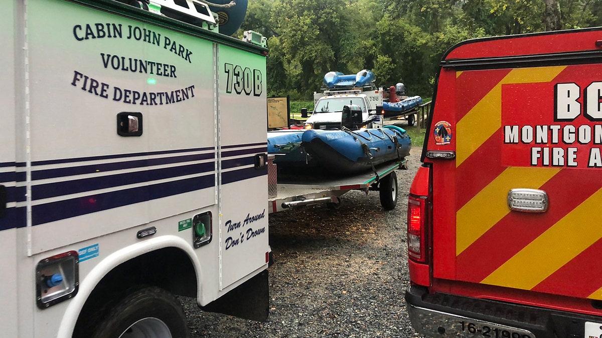 An emergency truck and kayak