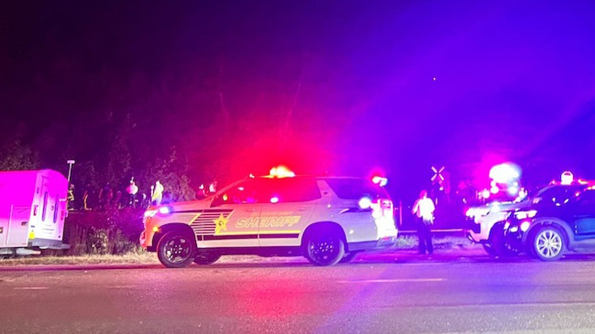 Nighttime scene of deadly train versus SUV crash in FL