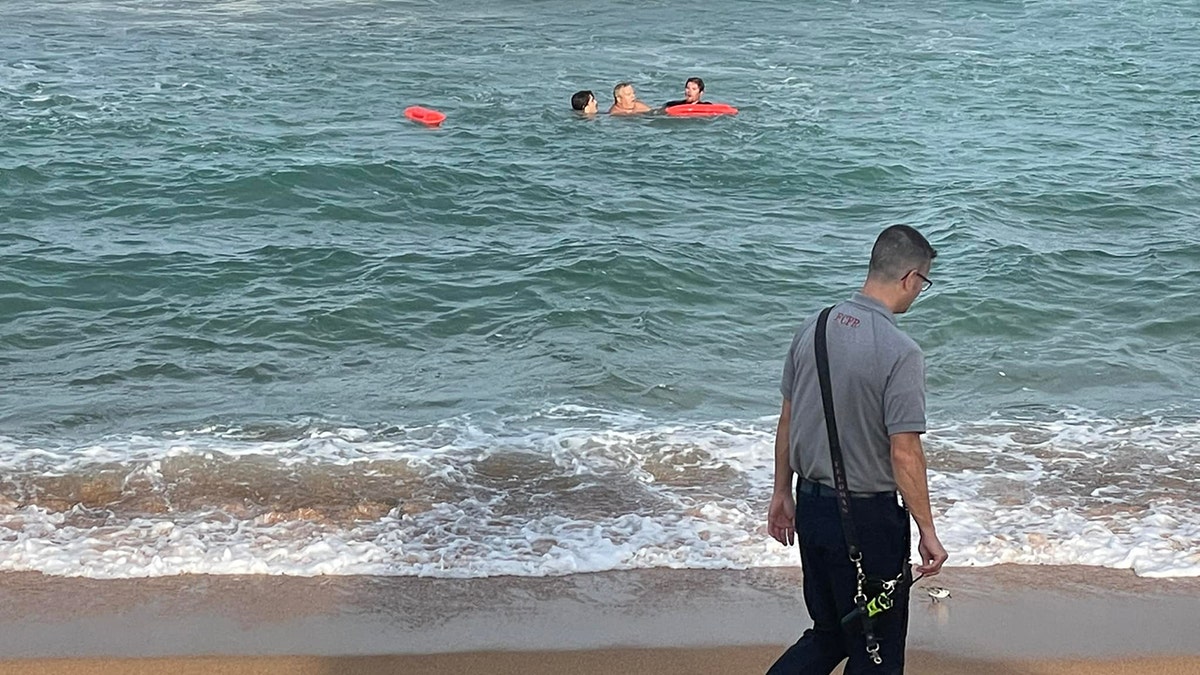Swimmers caught in riptide