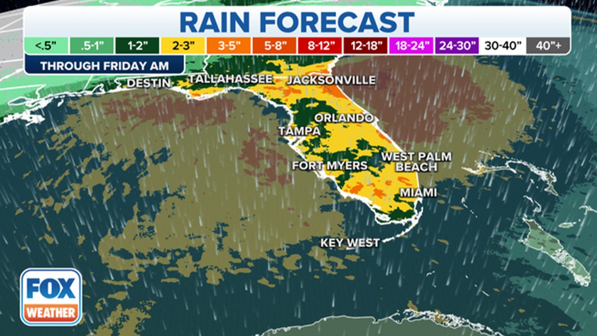 Fox Weather graphic rain in Florida