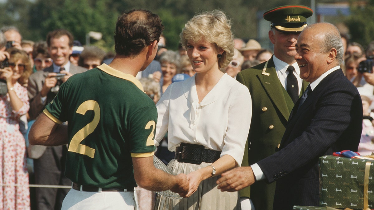 Mohamed Al-Fayed in 1987 with Princess Diana and Prince Charles