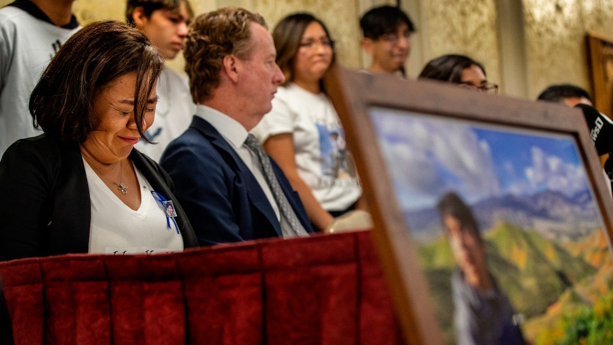 Diego Stolz' family gathers during a 2019 press conference