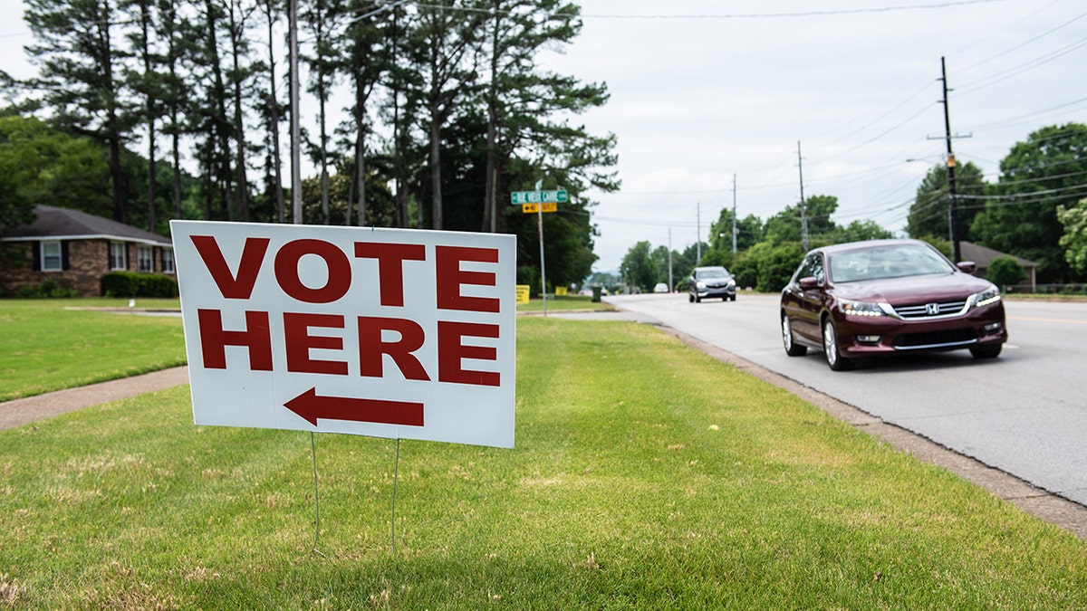 A 'Vote here' sign