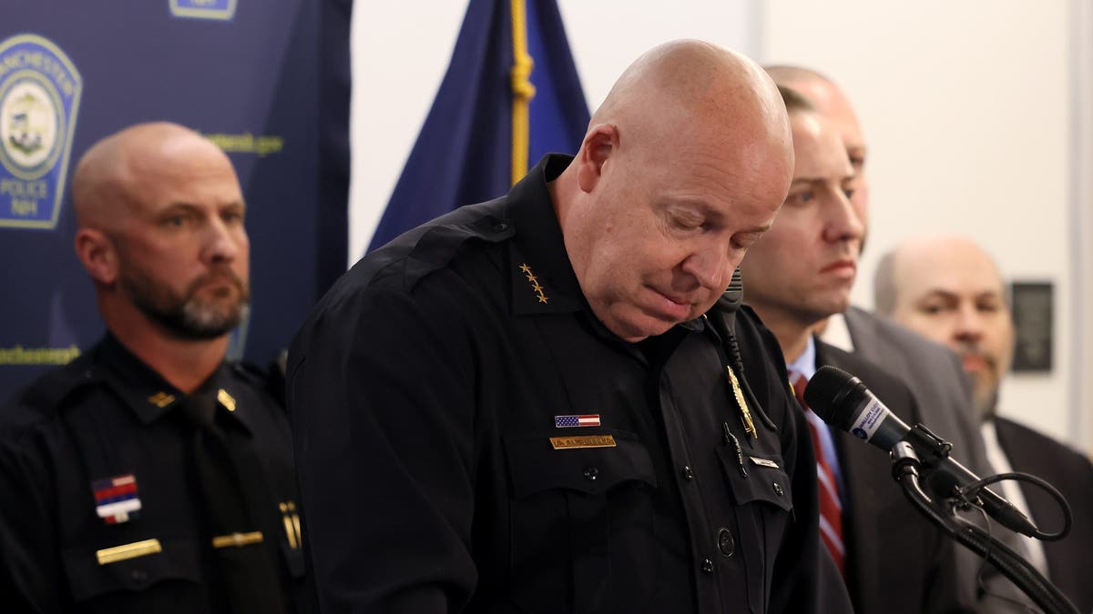Manchester Police Chief Allen D. Aldenberg composes himself during emotional Harmony Montgomery news briefing