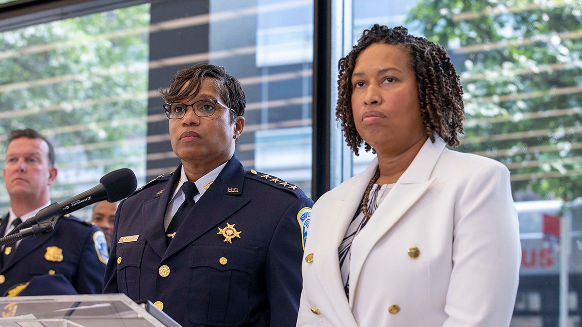 DC MPD Police chief, left, and Mayor Bowser, right, at press conference