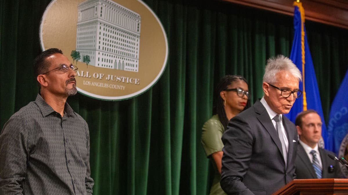 Gerardo Cabanillas, left and George Gascon at news conference