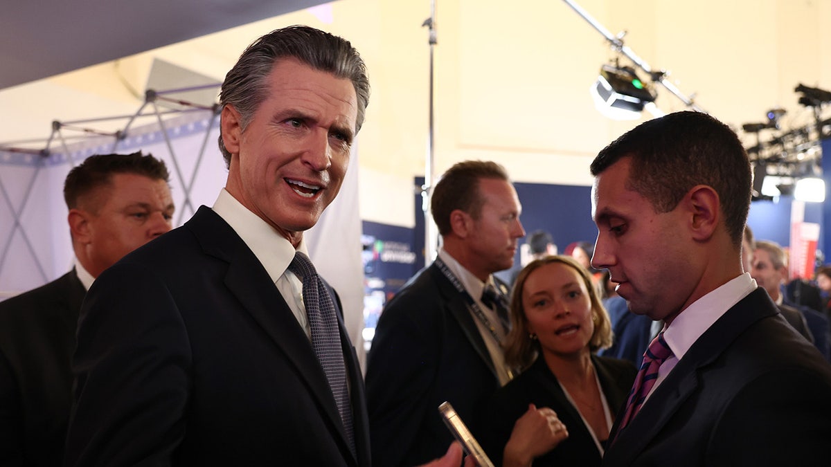 Newsom in GOP debate spin room