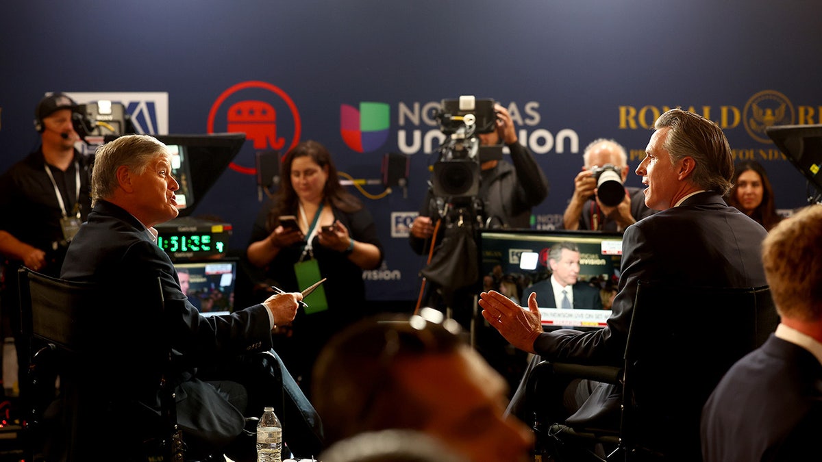 Newsom sits down with Hannity in GOP spin room