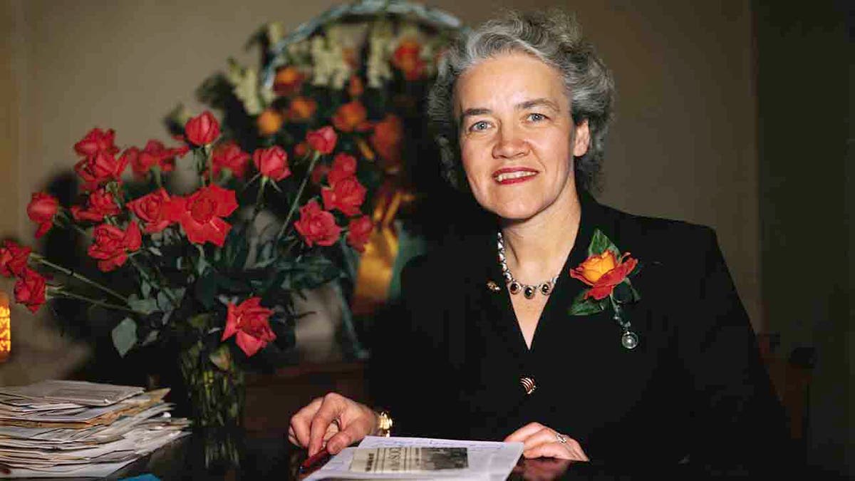 Margaret Chase Smith with her signature rose