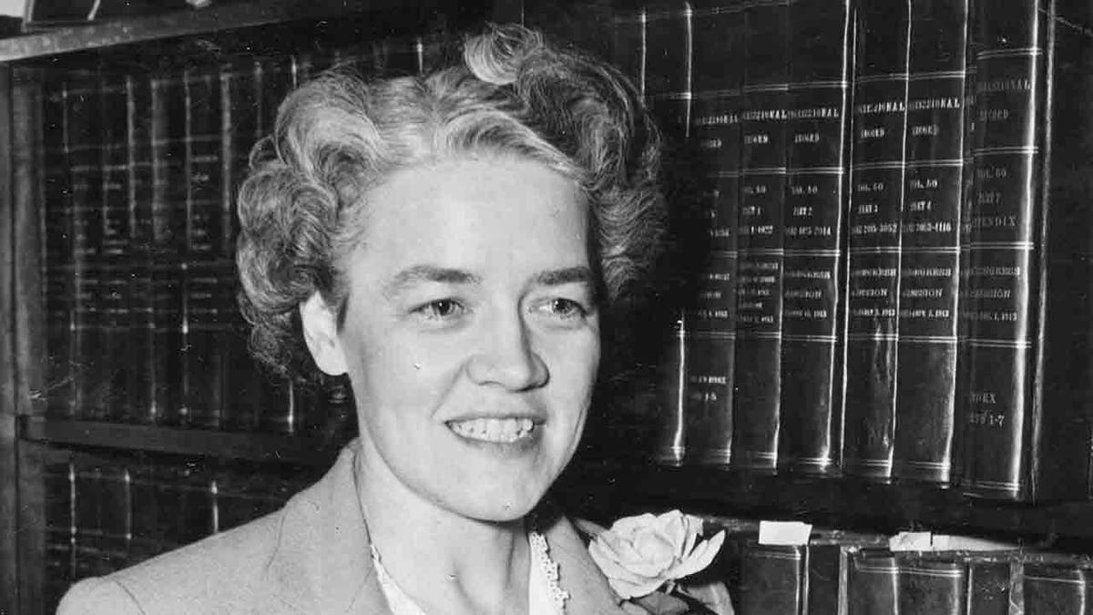 Margaret Chase Smith in black and white