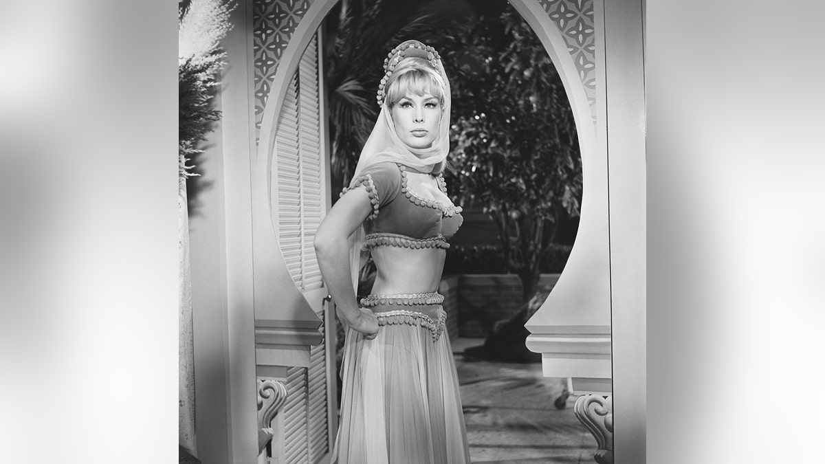 Barbara Eden in costume as a genie
