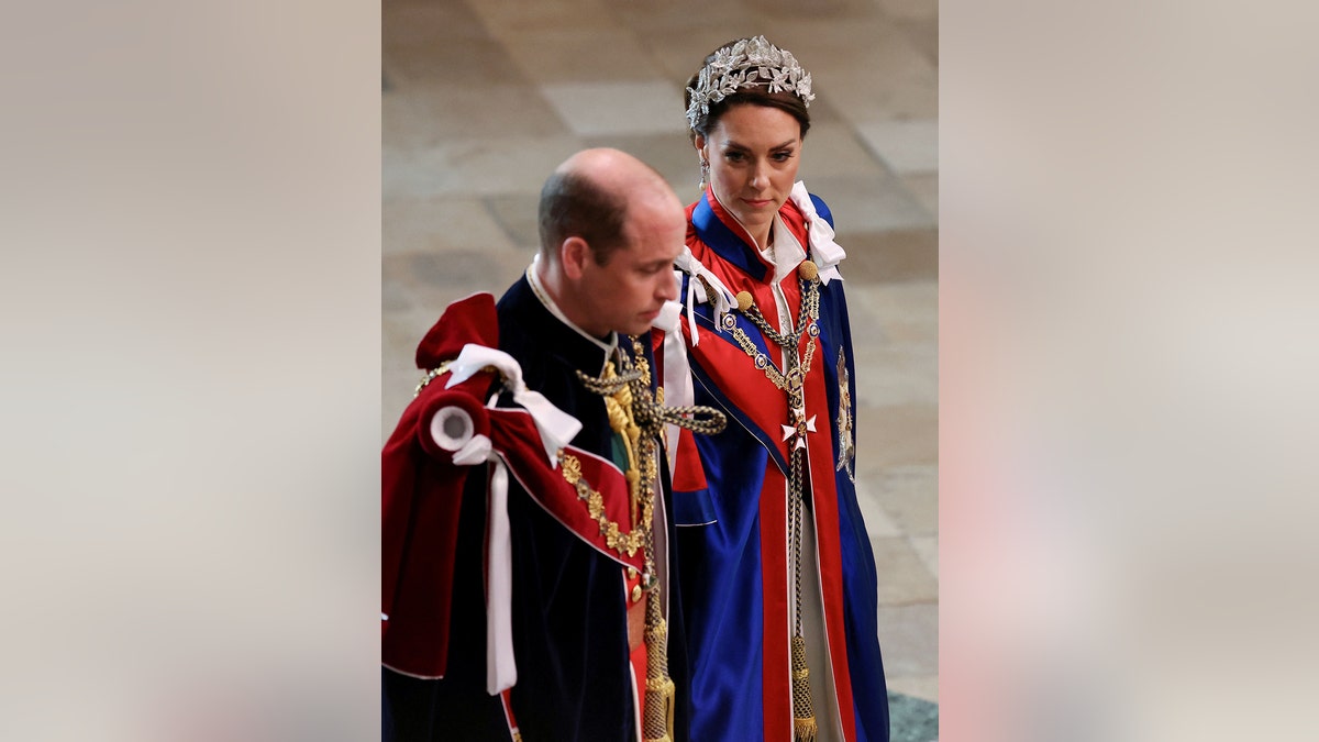 Prince William and Kate Middleton in royal regalia during King Charles coronation