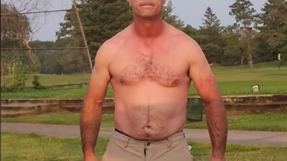 Golfer stares at camera in viral video