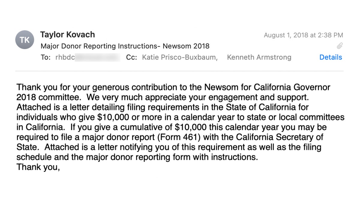 Newsom finance team email