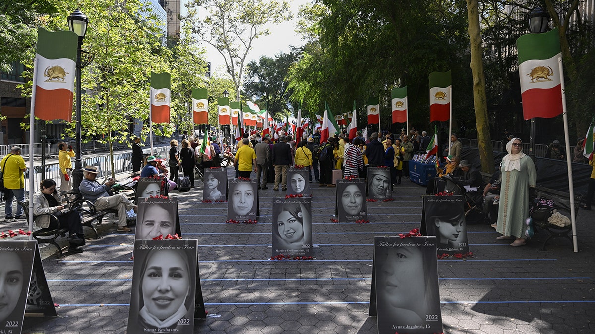 Protestors outside the United Nations General Assembly in NYC