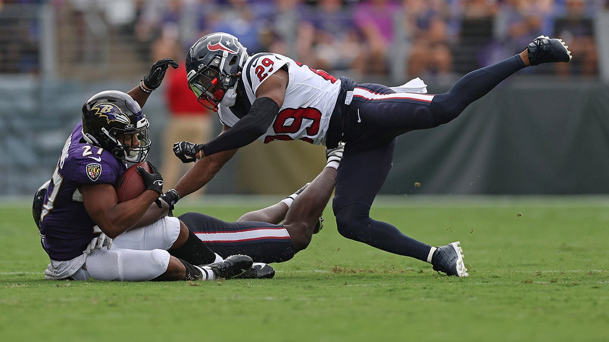 J.K. Dobbins tackled