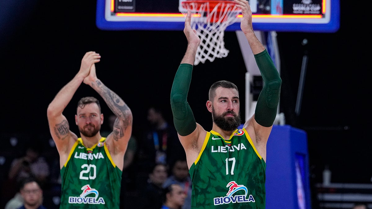 Lithuania players celebrate