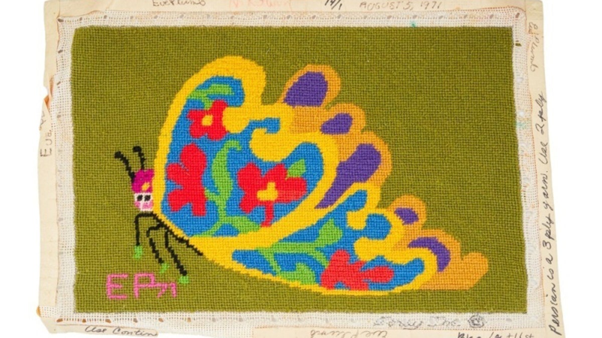A butterfly needlepoint
