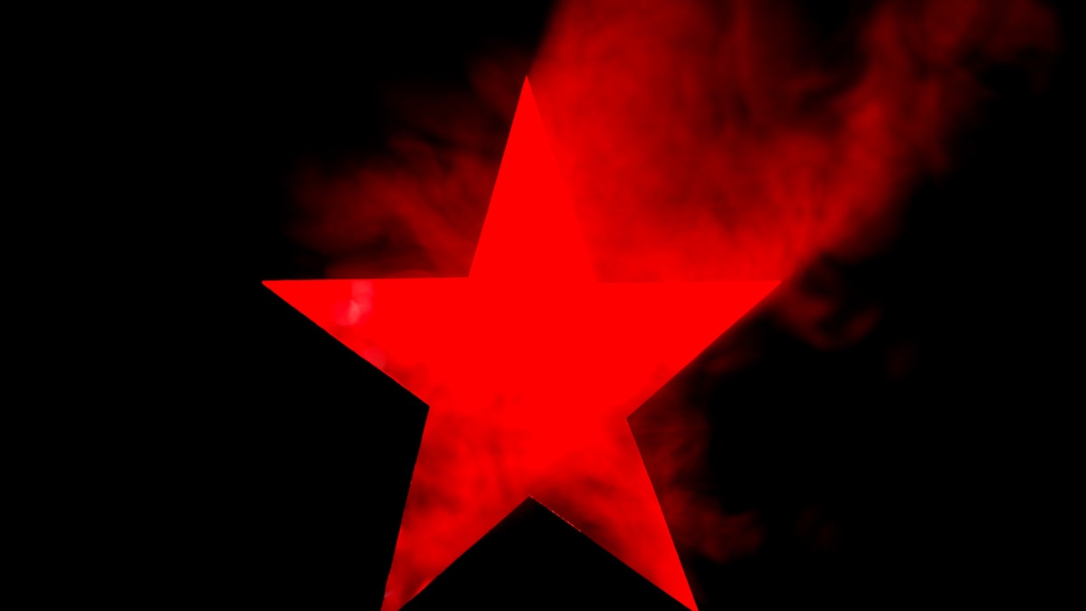 red star on black background
