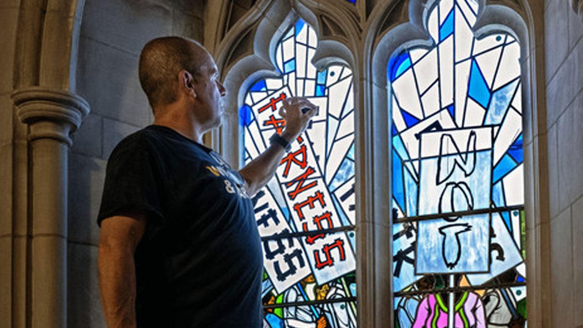 Installation of new stained-glass windows in the National Cathedral