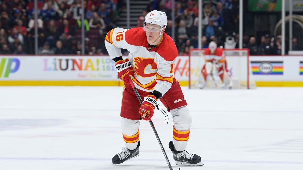 Nikita Zadorov skates during a game