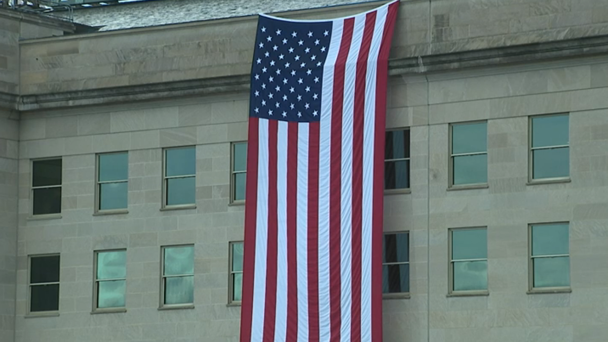American flag unfurled at Pentagon on 9/11 anniversary