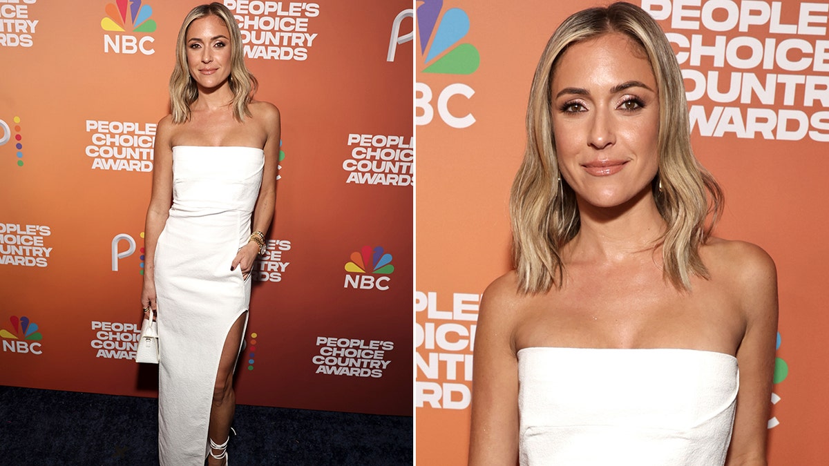 Kristin Cavallari rocks white strapless dress on red carpet at Peoples Choice Country Awards