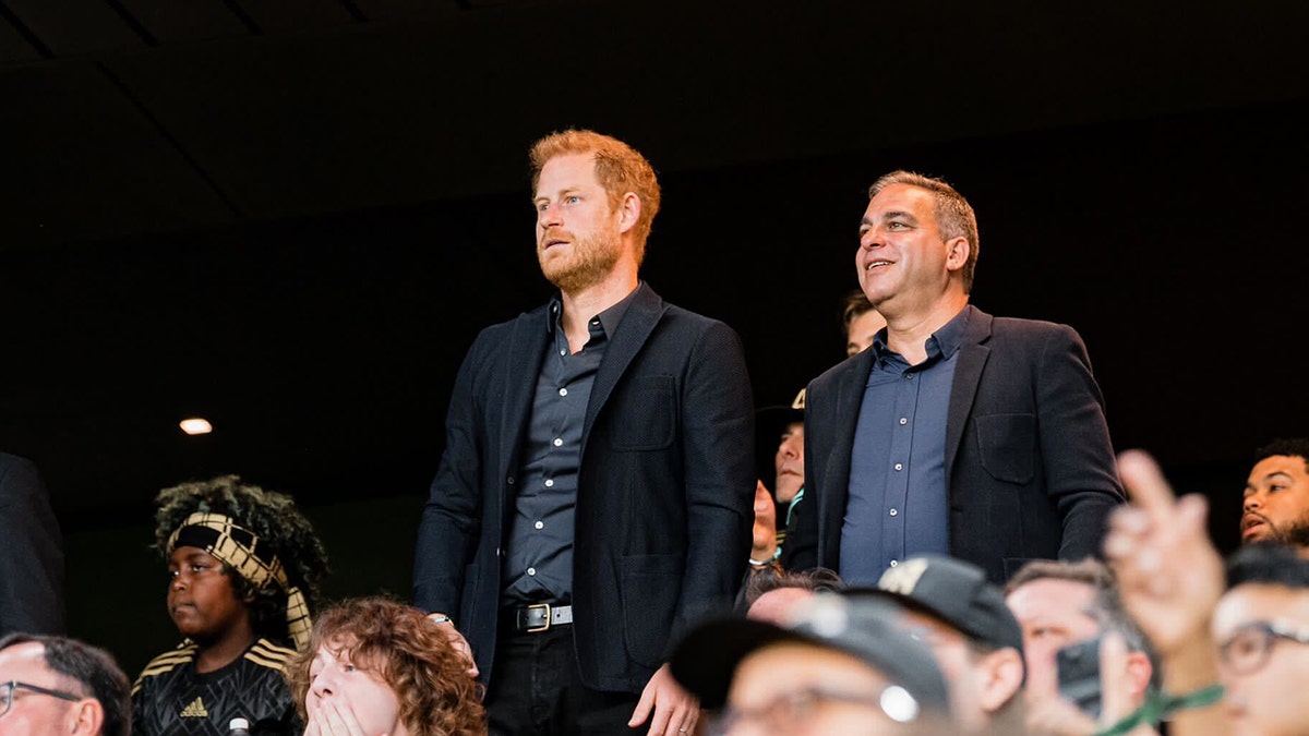 Prince Harry watching soccer