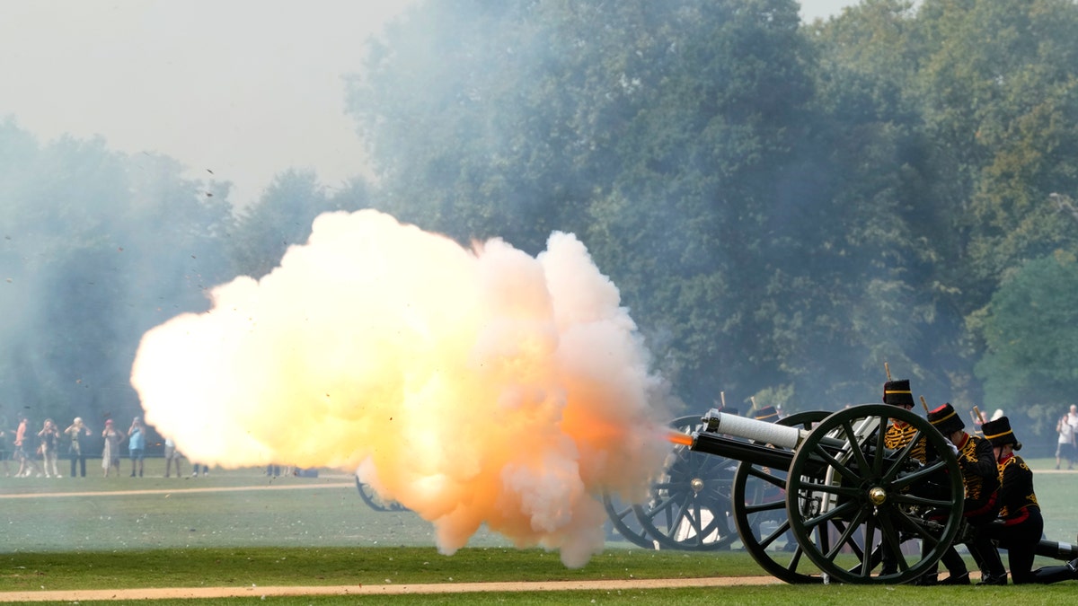 UK marks anniversary of Queen Elizabeth II's passing and King Charles III's ascension with solemn ceremonies 1 The King's Troop Royal Horse Artillery firing a 41 Gun Royal Salute