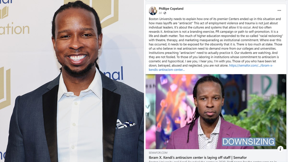 Ibram X. Kendi beside a Facebook post