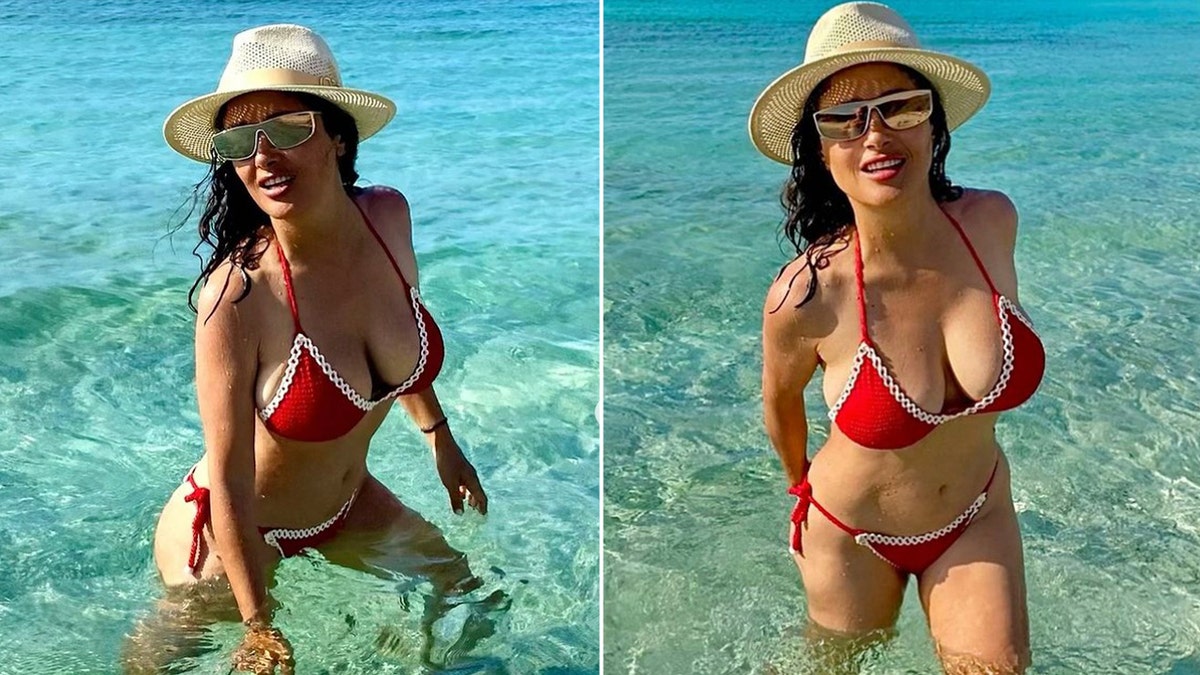 Salma Hayek celebrates 57th birthday in racy red bikini So happy