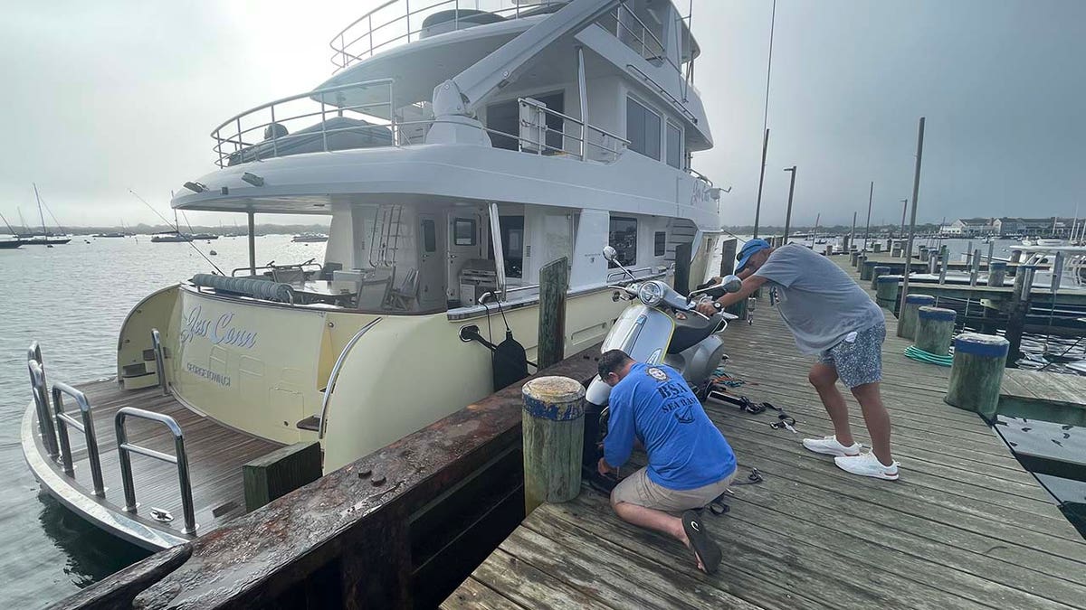 Scott Anthony Burke’s yacht is seen docked.