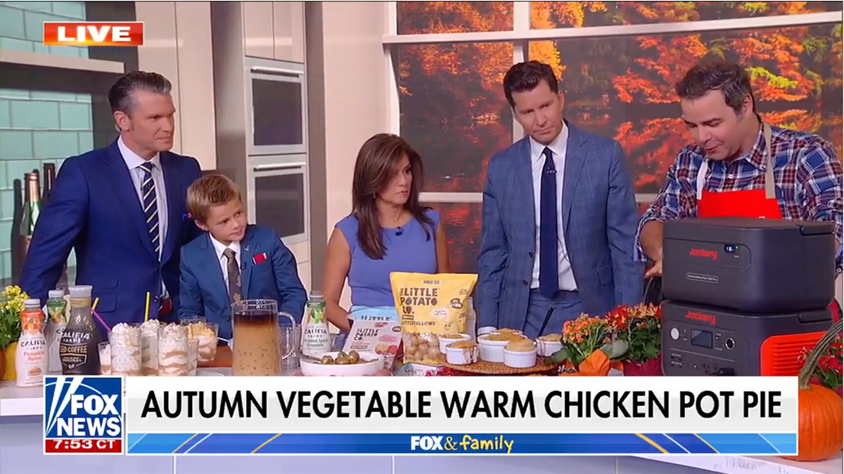 George Duran and the Fox & Friends weekend hosts with pot pies