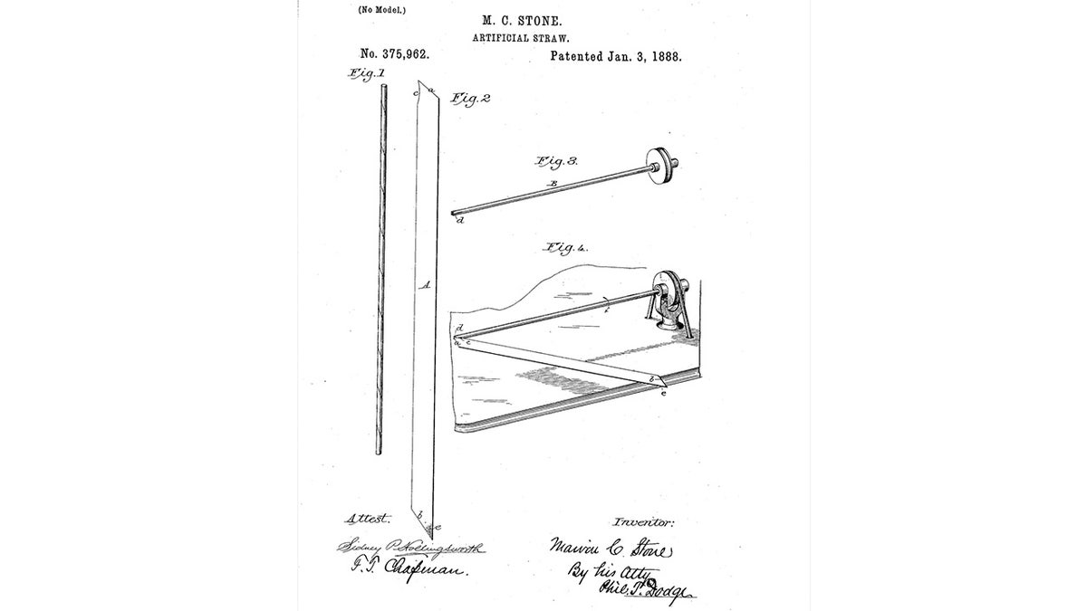 Patent for drinking straw