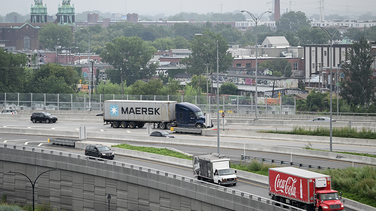 Trucks driving on the highway