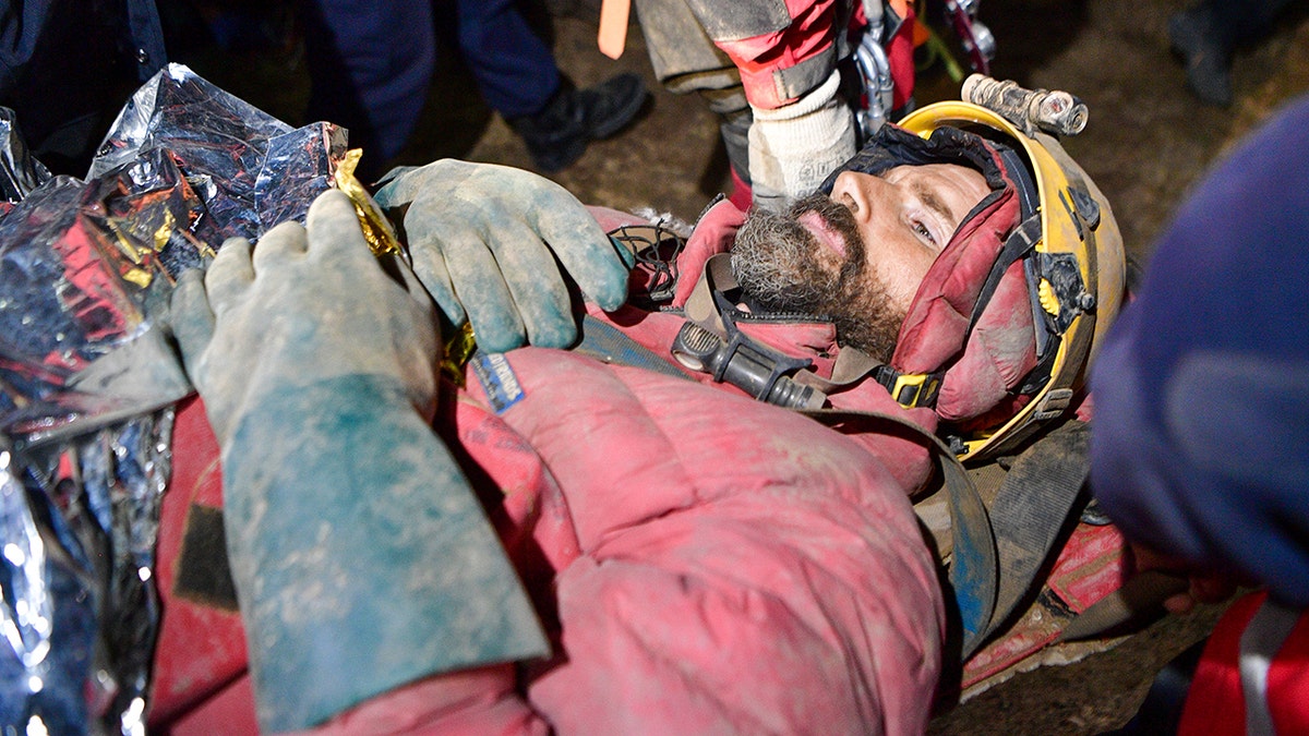 Mark Dickey is pictured after being rescued from Turkish cave
