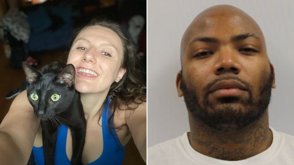 Pava Marie LaPere seen smiling with her cat (L) and Jason Dean Billingsley (R) in a booking picture