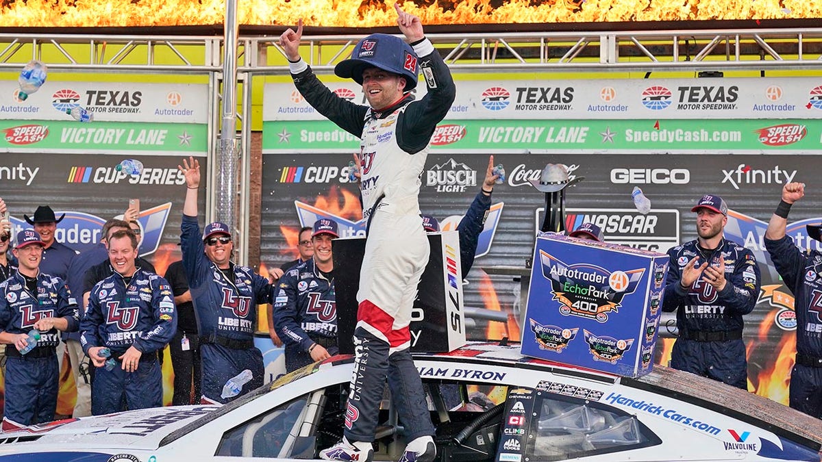 William Byron celebrates a win