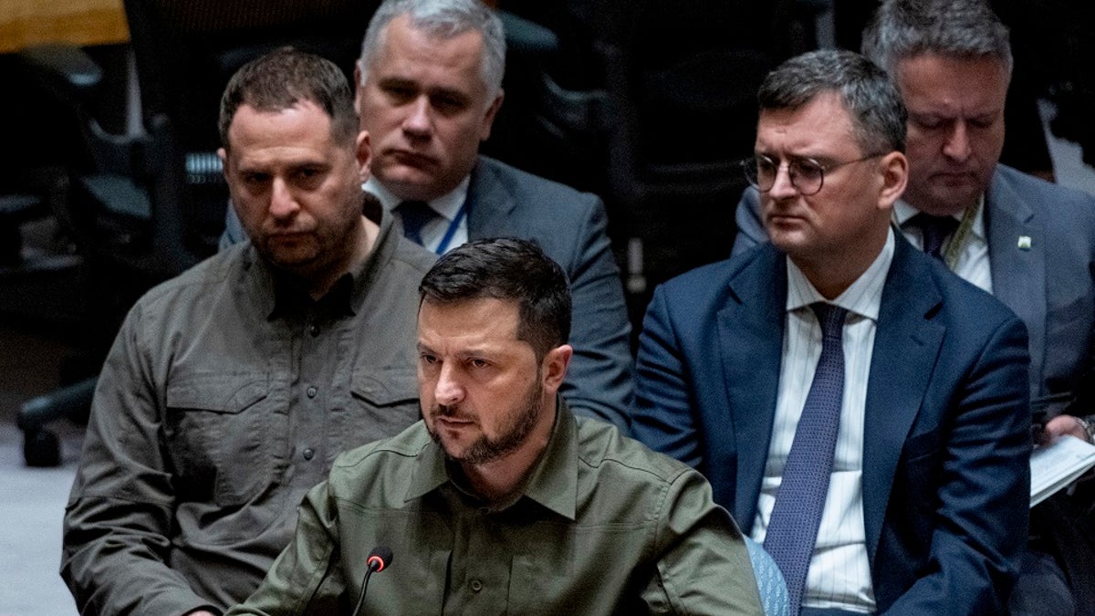 Ukrainian President Volodymyr Zelenskyy addresses the UN Security Council about his country's war with Russia
