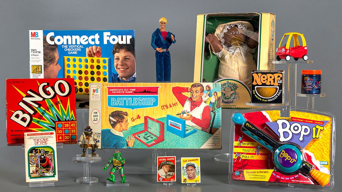 several games and toys displayed
