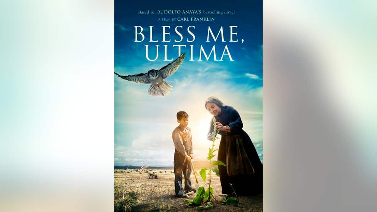 Movie poster of "Bless Me Ultima" with owl in the sky