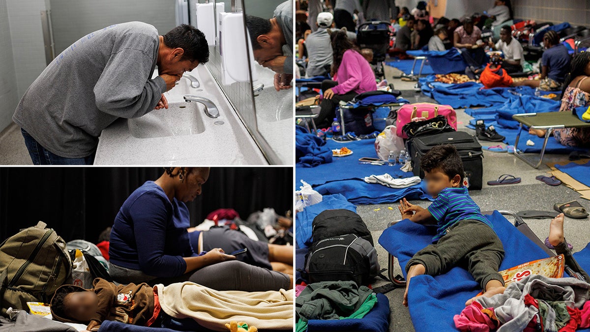 Migrants housed at O'Hare International Airport.