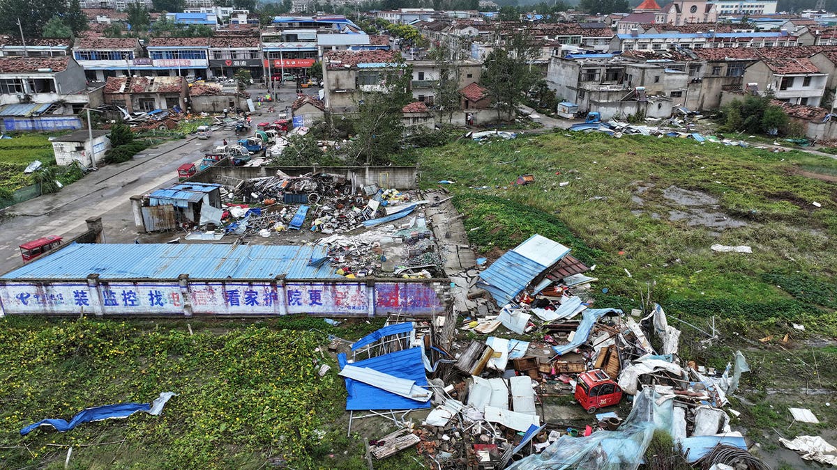 Houses are seen ripped apart on Sep. 20, 2023, after two tornadoes struck eastern China and caused 10 deaths. 