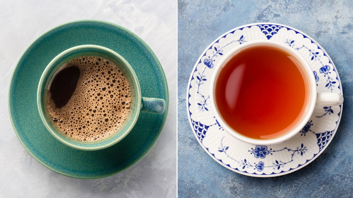 coffee and tea side-by-side split