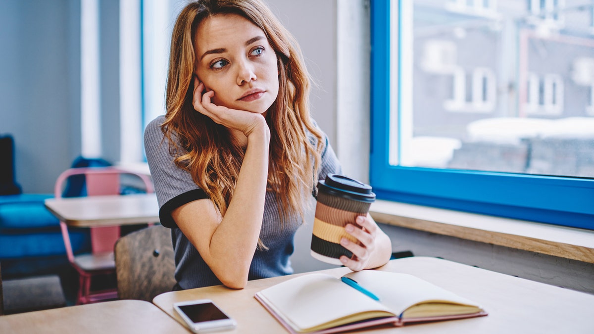 College girl drinking coffee