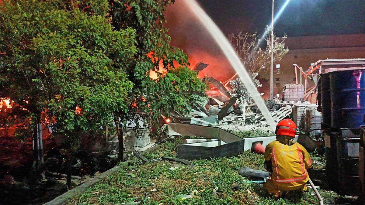firefighter battles blaze