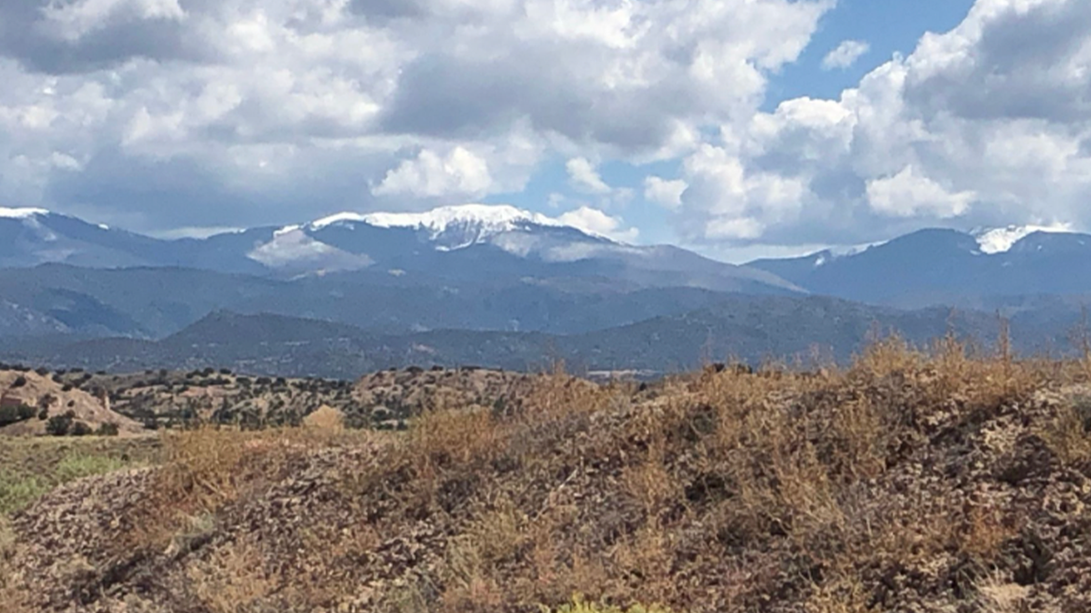 mountains in background in New Mexico desert photo