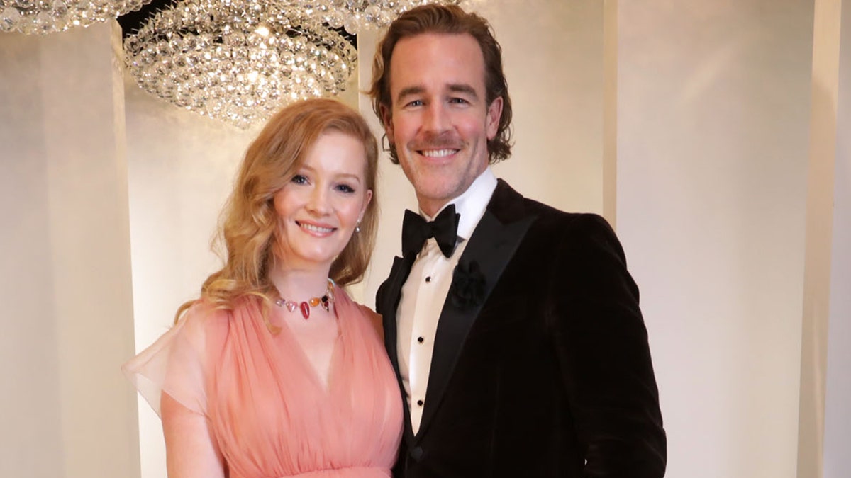 James Van der Beek and his wife at a Golden Globe after party